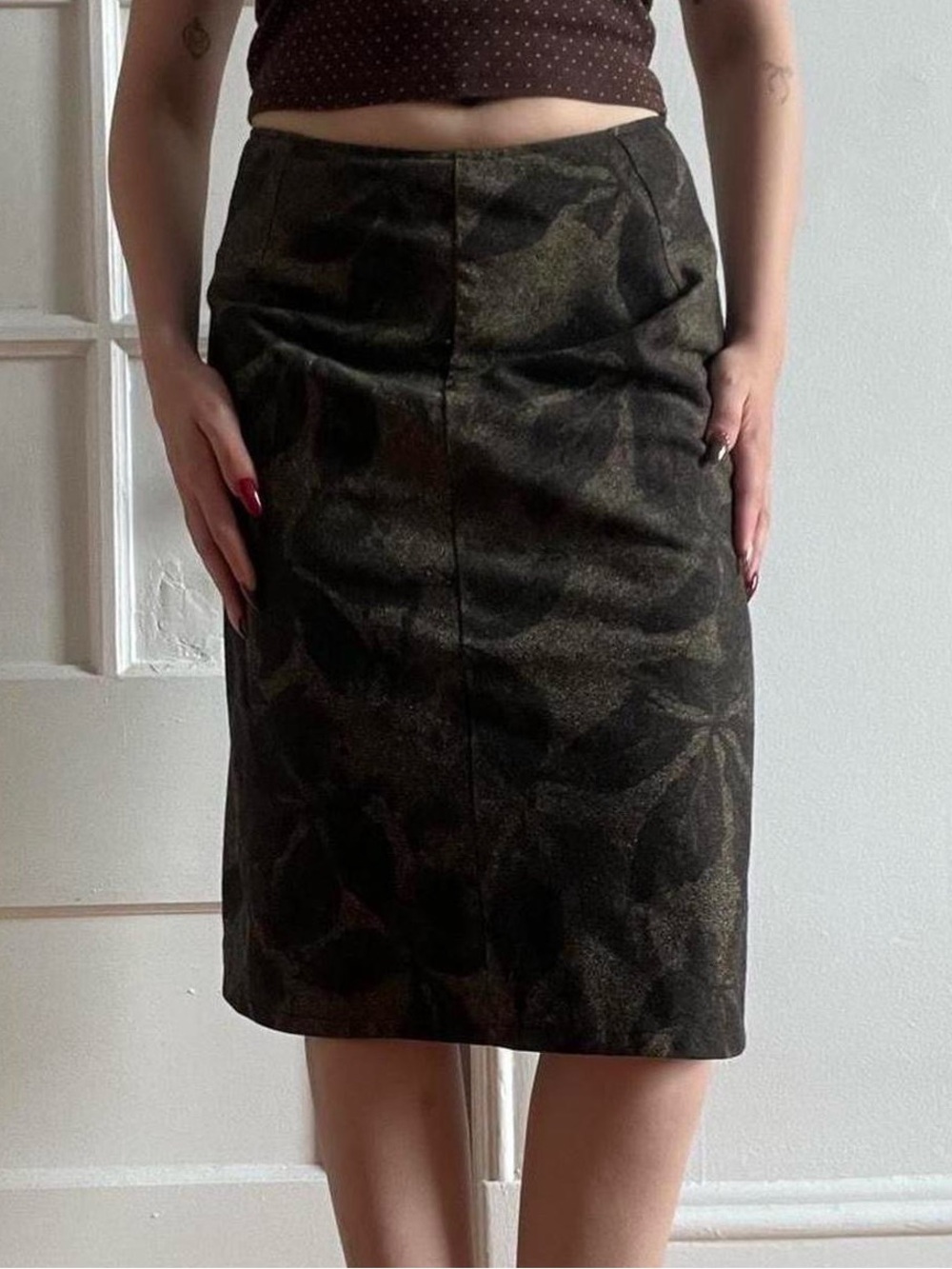 Size 9 San Francisco Collection Vintage Wool Blend Floral Patterned Midi Skirt